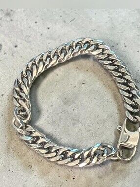 10MM Double Curb Cuban Chain Link Lobster Buckle Bracelet 7"